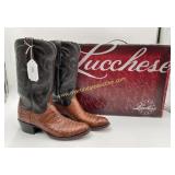 Lucchese Menï¿½s Boots Sz 9 1/2 D Croc/DK Brown