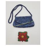 Beaded Blue & Teal Clutch Evening Bag and