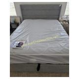 Murphy-Style Queen Bed, Upholstered Gray Headboard
