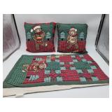 Plaid Christmas Bear Pillows & Sham