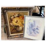 Signed Jenkins Gold Floral and Print Under Glass