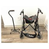 Rollos Rollator Walker & Sit-Stand Cane - 4-Wheel