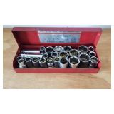Red Metal Tray w Mix Sockets, Craftsman, Wizard,