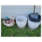Ceramic & Plastic Planters, Concrete Homemade