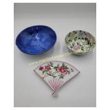 Farm Girl Blue Pottery Bowl, Asian Inspired