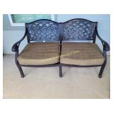 Cast Aluminum Patio Love Seat w Cushions