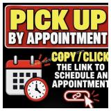 PICK UP BY APPOINTMENT - LINK BELOW
