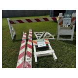 Mix Lot Of Sidewalk Signs & Crowd Control Barries