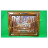 Artist W. Clemons, Cottage Painted Mirror Scenery