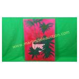 Green Plant in Pink Planter w/ Red Background