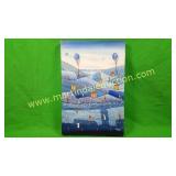 J Delva, Village Blue Field Painting on Canvas