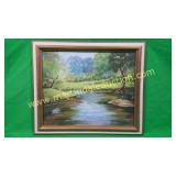 Landscape Lake Painting 
w Child