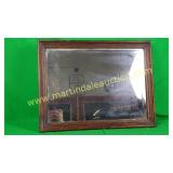 Vintage Wooden Framed Beveled Edge Mirror