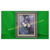 Duce, Purple Floral Painting w/ Gray Wood Frame