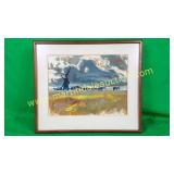 Alfrid Jefferson, Windmill Landscape Watercolor