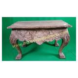 Antique Carved Wood Desk w Paw Feet & 1 Drawer