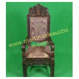 Antique Hand Tooled Polychrome Leather Armchair