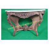 Antique Console Table W/ White/Grey Marble Top