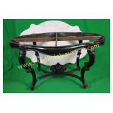 Antique Ebonized Oval Marble Top Center Table