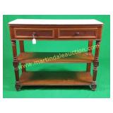 Vintage Library Table W/ White Marble Top - Lrg