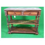 Vintage Library Table W/ Grey Marble Top