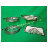 (4) Silver Plated & Other Glass & Ceramic Trays