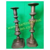 Vintage Unmatched Brass Candle Holders