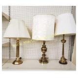 (3) Vintage Brass Lamps