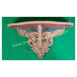 Vintage Carved Wood Shelf W/ Gold & Red Paint