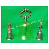 (3) Vaseline Glass Bell & "12 Days Of Christmas
