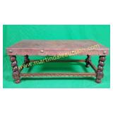 Antique Hand Tooled Leather Bench
