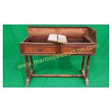 Antique Project Piece Wooden Table/Desk w/ Marble