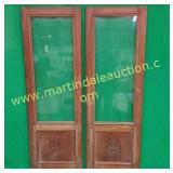 (2) Vintage Glass Front Wooden Swirl Wardrobe