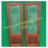 Pair Of Eched Glass Front Wardrobe Doors
