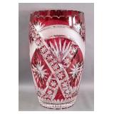 Large Cut- Overlay Crystal Vase