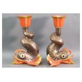 Herend Koi Fish Candlesticks