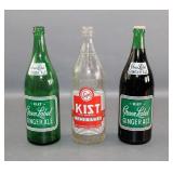 Three Vintage Kist Beverage Bottles