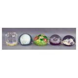 (5) Art Glass Paperweights