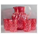7-Piece Cranberry Glass Pitcher and Tumbler Set
