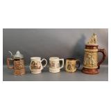 (5) Ceramic Beer Steins and Mugs