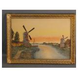 Dutch Scene with Windmills