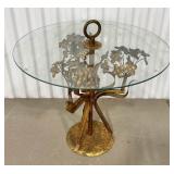 Side Table with Gilded Floral Metal Base