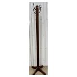 Wooden Freestanding Coat Rack with Metal Hooks