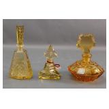 (3) Amber Glass Perfume Bottles with Stoppers