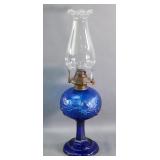 Cobalt Blue Glass Oil Lamp