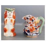 Staffordshire 'Spaniel' pitcher  etc.