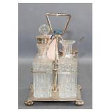 English Silver Plate 4 Bottle Cruet Set