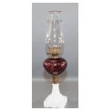 Victorian Pressed Glass Scarce Colour Oil Lamp