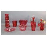 Cranberry Glass Pieces