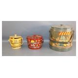 Three Basketville Vermont Wooden Decorated Buckets